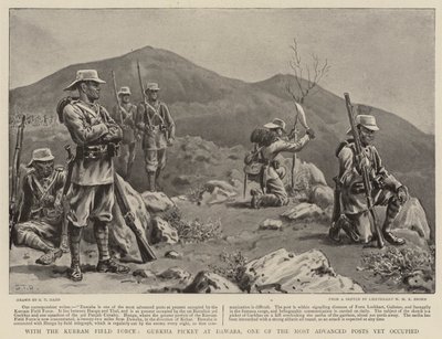 Con la Forza di Campo di Kurram, picchetto Gurkha a Dawaba, uno dei posti più avanzati ancora occupati da S.T. Dadd